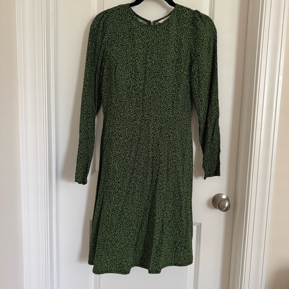 Boden Green Floral Long Sleeve Dress, 2